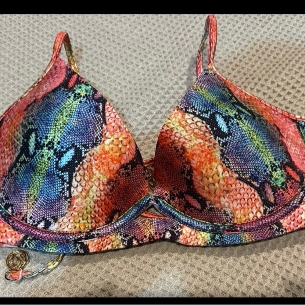 Luli Fama Snake Print Bikini Top - Multicolor
